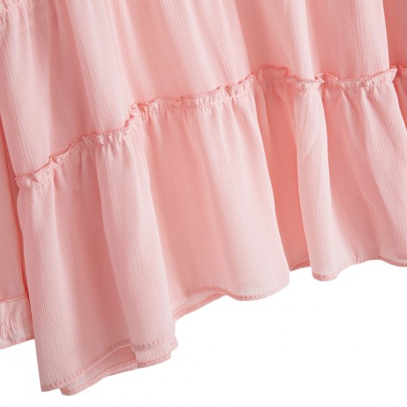 CASUAL V-NECK FLARE SLEEVE PLUS SIZE SLIM SHIRT FOR WOMEN (LIGHT PINK, SIZE XL/2XL/3XL/4XL
