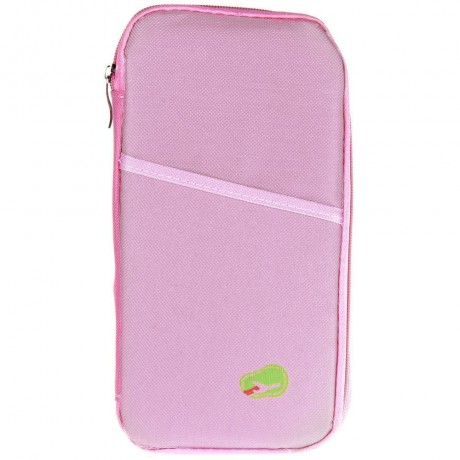 SOLID ZIPPER DESIGN MULTI FUNCTION CARD BAGS FOR MEN WOMEN (PINK)