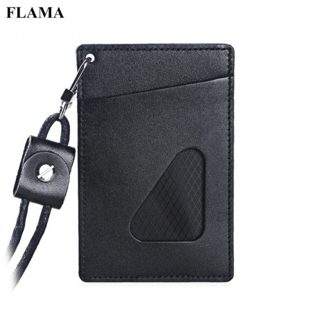 FLAMA UNISEX TRIANGLE DESIGN PU LEATHER CARD COVER WALLET (BLACK)