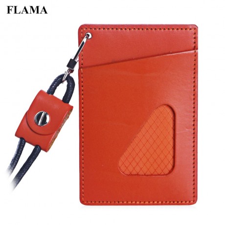 FLAMA UNISEX TRIANGLE DESIGN PU LEATHER CARD COVER WALLET (ORANGE RED)