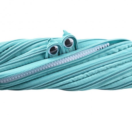 TRENDY BIG EYE PATTERN DESIGN ZIPPER DECORATION PURE COLOR PENCIL CASE (LIGHT GREEN)