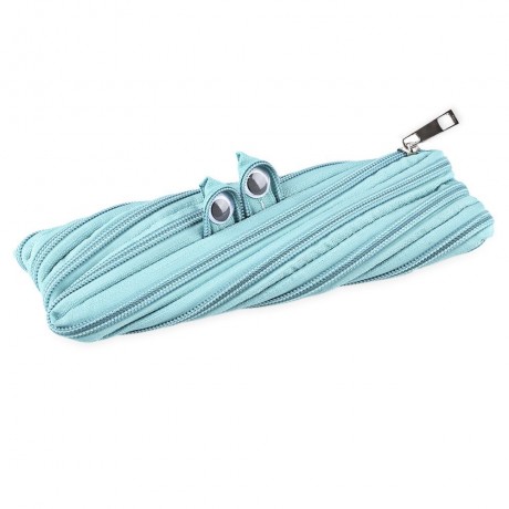 TRENDY BIG EYE PATTERN DESIGN ZIPPER DECORATION PURE COLOR PENCIL CASE (LIGHT GREEN)