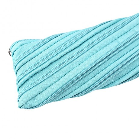 TRENDY BIG EYE PATTERN DESIGN ZIPPER DECORATION PURE COLOR PENCIL CASE (LIGHT GREEN)