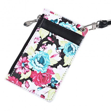 FLAMA TRENDY FLOWER PRINT PUBLIC TRANSPORT CARD CERTIFICATE BAG (WHITE)