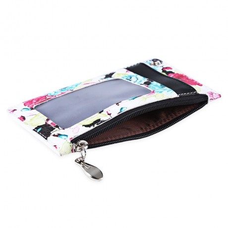 FLAMA TRENDY FLOWER PRINT PUBLIC TRANSPORT CARD CERTIFICATE BAG (WHITE)