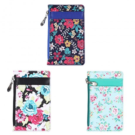 FLAMA TRENDY FLOWER PRINT PUBLIC TRANSPORT CARD CERTIFICATE BAG (WHITE)
