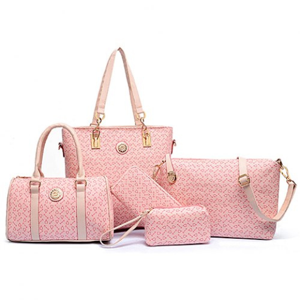 STYLISH PU LEATHER AND ARROW PRINT DESIGN WOMEN'S SHOULDER BAG (PINK)