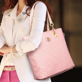 STYLISH PU LEATHER AND ARROW PRINT DESIGN WOMEN'S SHOULDER BAG (PINK)