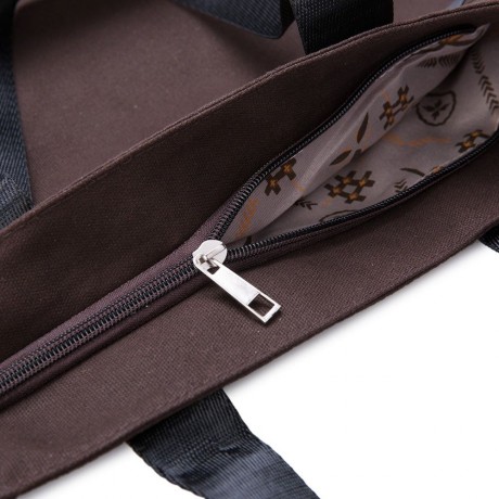 LOVELY CARTOON STAMP DESIGNER CANVAS MULTI COLOR WOMEN TRAVEL BAGS (COFFEE)