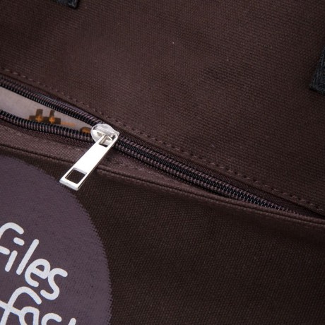 LOVELY CARTOON STAMP DESIGNER CANVAS MULTI COLOR WOMEN TRAVEL BAGS (COFFEE)