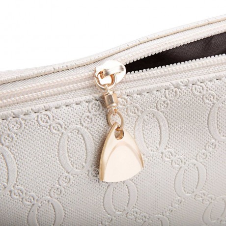 WOMEN 3PCS TOTE BAG PU LEATHER HANDBAG PURSE BAGS SET (WHITE)