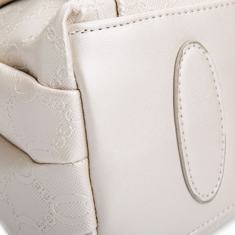 WOMEN 3PCS TOTE BAG PU LEATHER HANDBAG PURSE BAGS SET (WHITE)