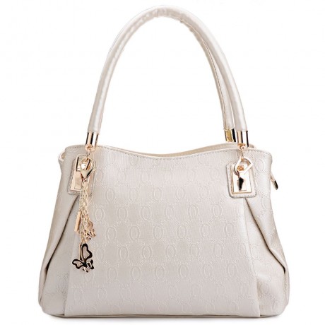 WOMEN 3PCS TOTE BAG PU LEATHER HANDBAG PURSE BAGS SET (WHITE)