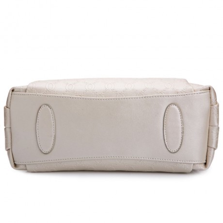 WOMEN 3PCS TOTE BAG PU LEATHER HANDBAG PURSE BAGS SET (WHITE)