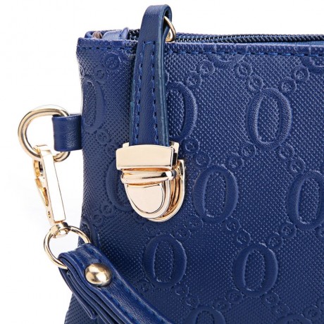 WOMEN 3PCS TOTE BAG PU LEATHER HANDBAG PURSE BAGS SET (BLUE)