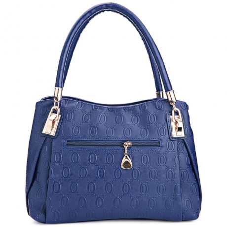 WOMEN 3PCS TOTE BAG PU LEATHER HANDBAG PURSE BAGS SET (BLUE)