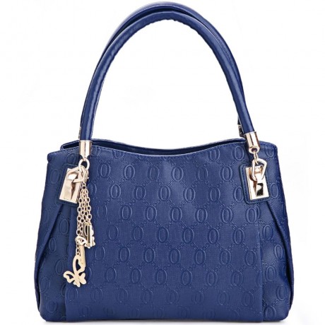 WOMEN 3PCS TOTE BAG PU LEATHER HANDBAG PURSE BAGS SET (BLUE)