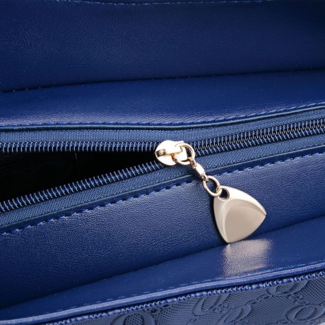 WOMEN 3PCS TOTE BAG PU LEATHER HANDBAG PURSE BAGS SET (BLUE)