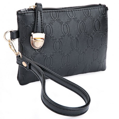 WOMEN 3PCS TOTE BAG PU LEATHER HANDBAG PURSE BAGS SET (BLACK)