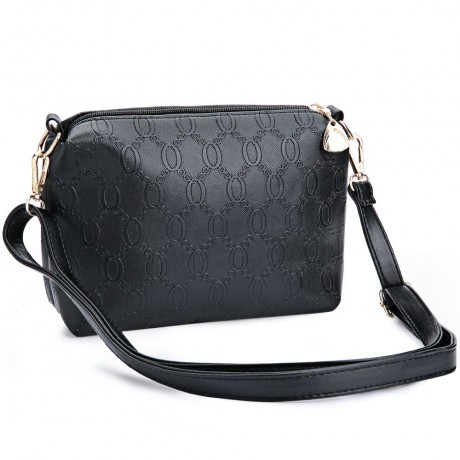 WOMEN 3PCS TOTE BAG PU LEATHER HANDBAG PURSE BAGS SET (BLACK)
