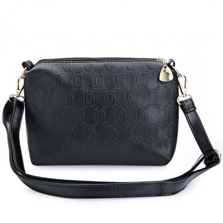 WOMEN 3PCS TOTE BAG PU LEATHER HANDBAG PURSE BAGS SET (BLACK)