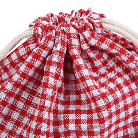 GRID TENSIBILITY ROPE HANDCRAFT COTTON BUGGY BAG FOR WOMEN (RED WITH WHITE, SIZE S/M/L)