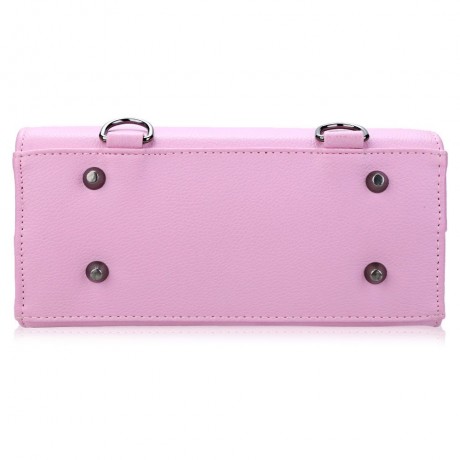 THREE FEATHER LADY FASHIONABLE ARROW BELT MAGNET BUTTON SHOULDER MESSENGER BAG (PINK)