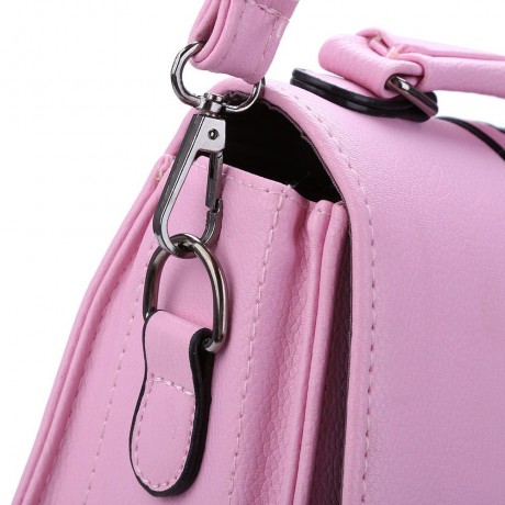 THREE FEATHER LADY FASHIONABLE ARROW BELT MAGNET BUTTON SHOULDER MESSENGER BAG (PINK)