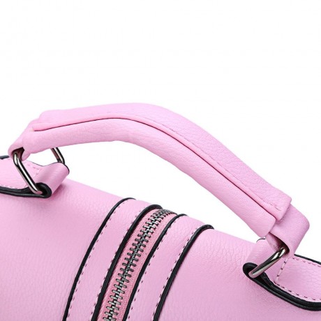 THREE FEATHER LADY FASHIONABLE ARROW BELT MAGNET BUTTON SHOULDER MESSENGER BAG (PINK)