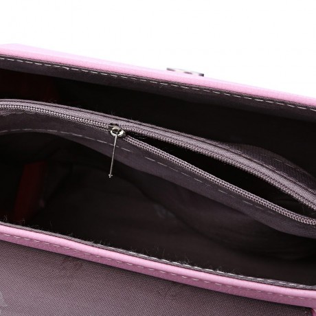 THREE FEATHER LADY FASHIONABLE ARROW BELT MAGNET BUTTON SHOULDER MESSENGER BAG (PINK)