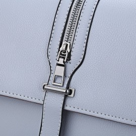 THREE FEATHER LADY FASHIONABLE ARROW BELT MAGNET BUTTON SHOULDER MESSENGER BAG (GRAY)