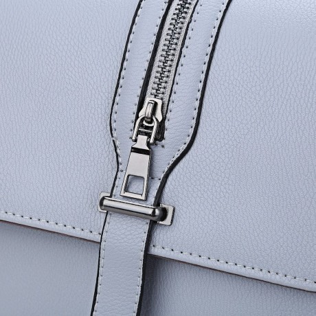 THREE FEATHER LADY FASHIONABLE ARROW BELT MAGNET BUTTON SHOULDER MESSENGER BAG (GRAY)