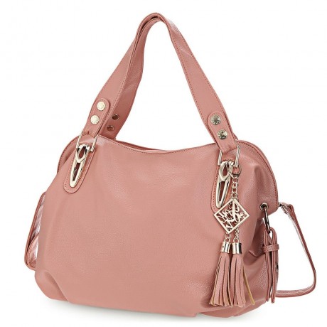 TASSEL SOLID COLOR ZIPPER HOOK FASTENER SLIDE BUCKLE SHOULDER MESSENGER HANDBAG FOR WOMEN 