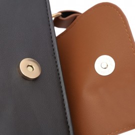 TRENDY BUTTON DESIGN PORTABLE WOMEN TOTE SHOULDER MESSENGER BAG (BLACK)