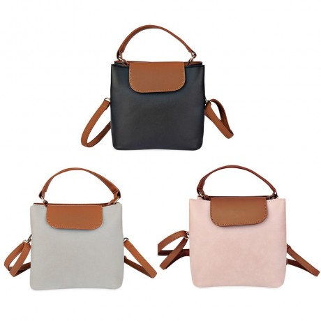 TRENDY BUTTON DESIGN PORTABLE WOMEN TOTE SHOULDER MESSENGER BAG (BLACK)