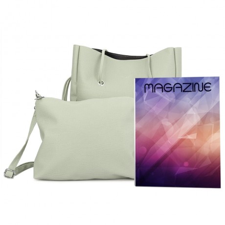 STYLISH 2PCS PU LEATHER PURE COLOR MULTIFUNCTIONAL STRAP WOMEN BUCKET BAG (LIGHT GREEN)