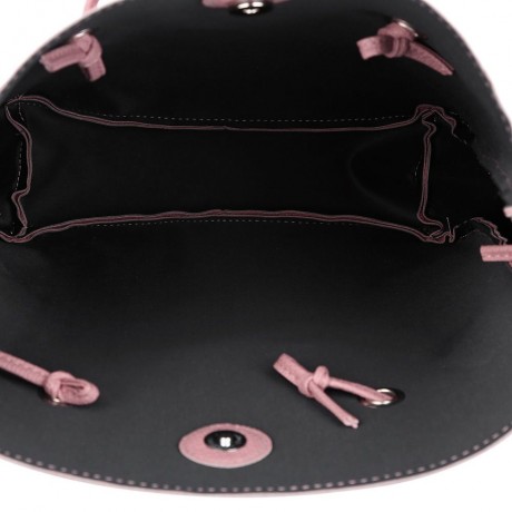 STYLISH 2PCS PU LEATHER PURE COLOR MULTIFUNCTIONAL STRAP WOMEN BUCKET BAG (LIGHT PINK)