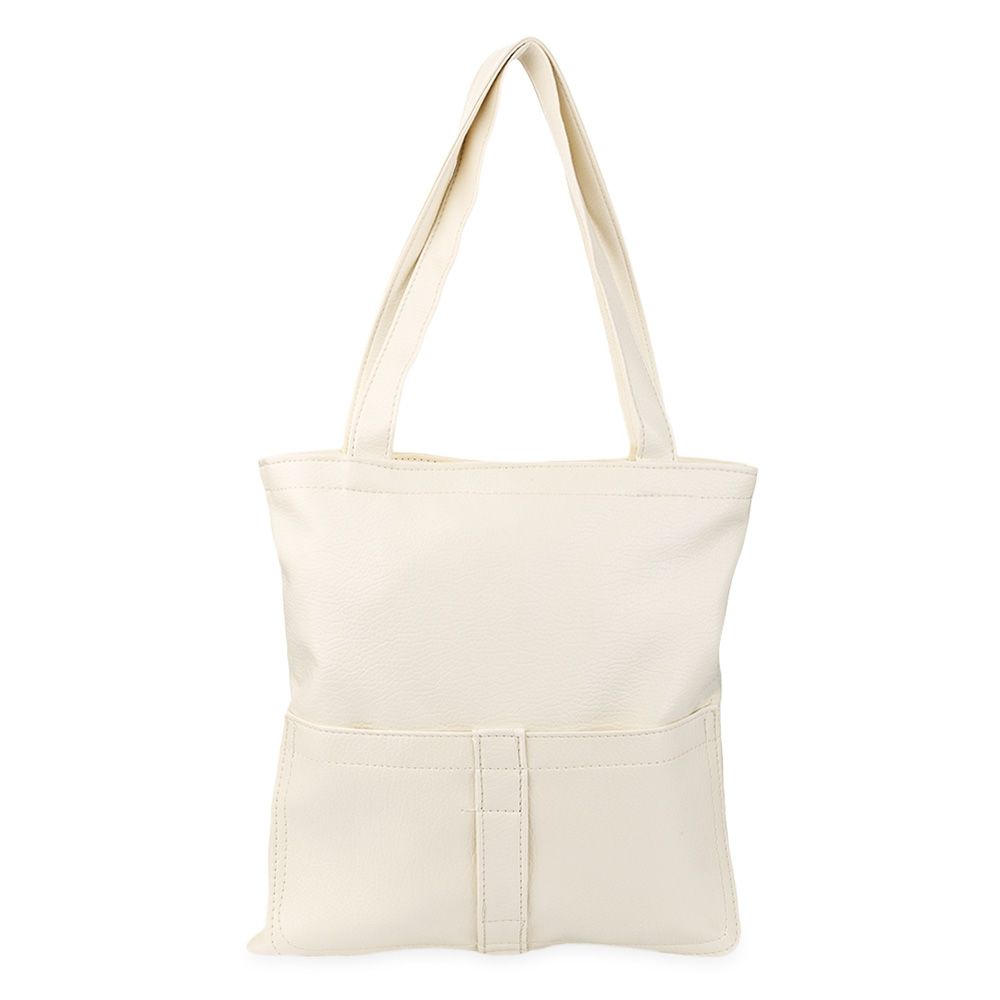 CHIC SOLID COLOR PU LEATHER DOUBLE POCKET MULTIFUNCTIONAL STRAP WOMEN BUCKET BAG (WHITE)