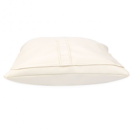 CHIC SOLID COLOR PU LEATHER DOUBLE POCKET MULTIFUNCTIONAL STRAP WOMEN BUCKET BAG (WHITE)