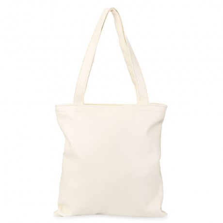 CHIC SOLID COLOR PU LEATHER DOUBLE POCKET MULTIFUNCTIONAL STRAP WOMEN BUCKET BAG (WHITE)