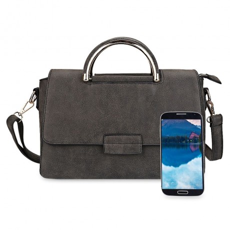 BRIEF FAUX LEATHER CONVERTIBLE TOTE BAG FOR WOMEN (DEEP GRAY)