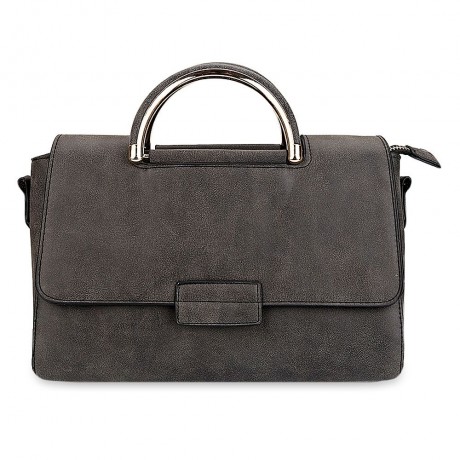 BRIEF FAUX LEATHER CONVERTIBLE TOTE BAG FOR WOMEN (DEEP GRAY)