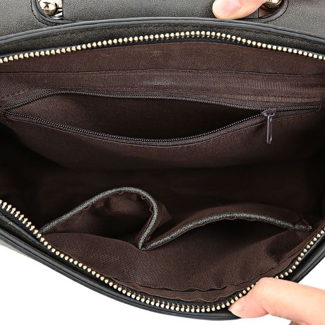 BRIEF FAUX LEATHER CONVERTIBLE TOTE BAG FOR WOMEN (DEEP GRAY)