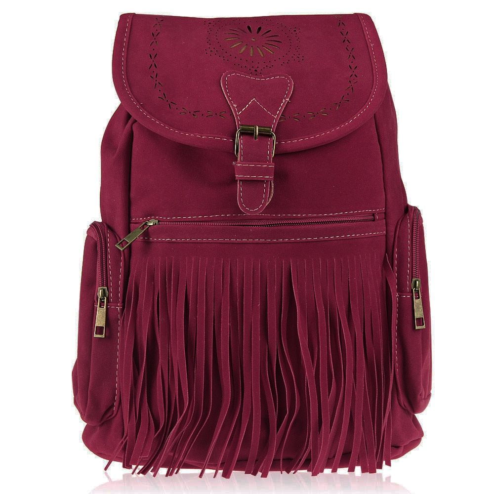 RETRO ENGRAVING AND FRINGE DESIGN WOMEN'S SATCHEL (RED)