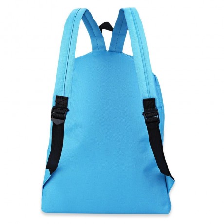 EMBROIDERY LETTER EMBELLISHMENT SOLID COLOR VERTICAL ZIPPER BACKPACK FOR WOMEN (BLUE)