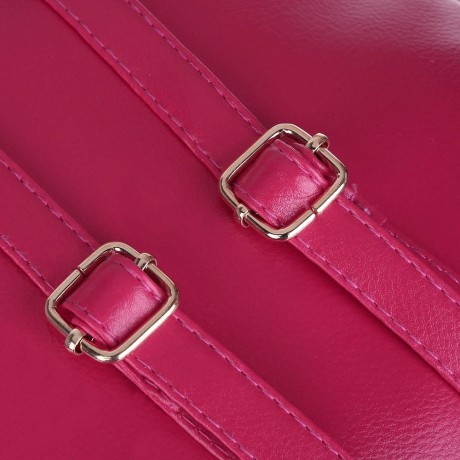 LADDER LOCK BUTTON SHAPE ZIPPER HEAD SOLID COLOR PORTABLE BAG BACKPACK FOR WOMEN (ROSE)