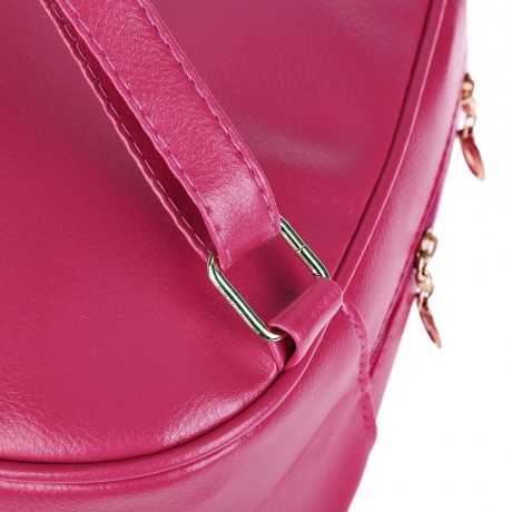 LADDER LOCK BUTTON SHAPE ZIPPER HEAD SOLID COLOR PORTABLE BAG BACKPACK FOR WOMEN (ROSE)