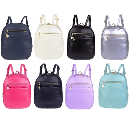 LADDER LOCK BUTTON SHAPE ZIPPER HEAD SOLID COLOR PORTABLE BAG BACKPACK FOR WOMEN (ROSE)