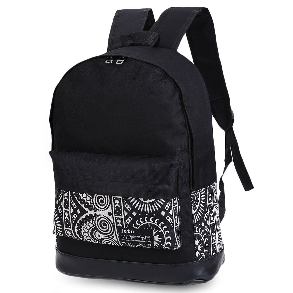 VINTAGE PRINT CANVAS PORTABLE BACKPACK FOR WOMEN (WHITE)