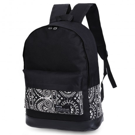 VINTAGE PRINT CANVAS PORTABLE BACKPACK FOR WOMEN (WHITE)